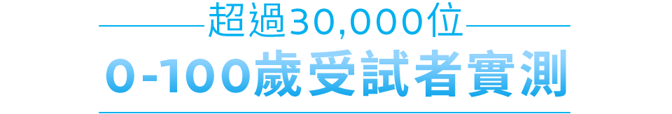 超過30000位 0-100歲受試者實測